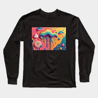 Psychedelic Paint Drip Rainbow Rain Clouds 1 Long Sleeve T-Shirt